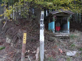 高野峠への案内板。